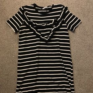 ZARA Black and White Striped Mini Dress Size L
